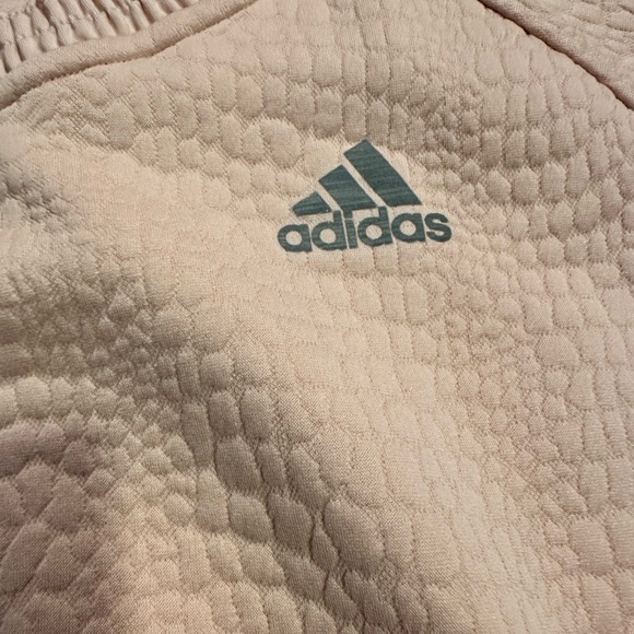 Adidas Soft  Vapor Pink Cropped Textured Sweatshirt Size Small - Picture 7 of 7